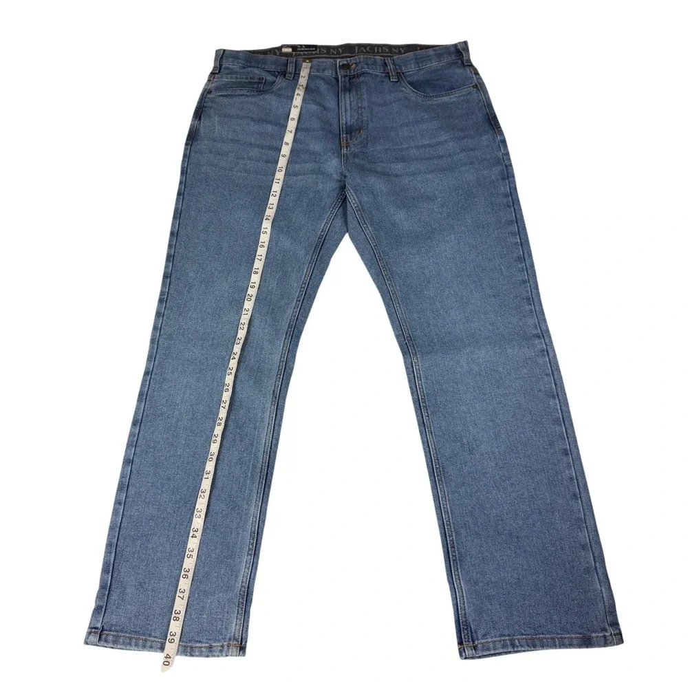 JACHS New York Mens 38x30 Straight Fit 5 Pocket Stretch Denim Jeans Light Wash